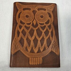 NWT Owl Embossed Leather Journal 6" X 9" Made In Italy Vintage Look Paper Edges
